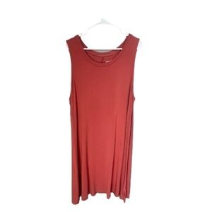 Ava & Viv Shift Dress Sleeveless Scoop Neck Knit Stretch Orange 1X